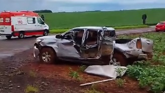 Colisão entre caminhonete e caminhão deixa uma vítima grave em acidente entre Realeza e Santa Izabel do Oeste