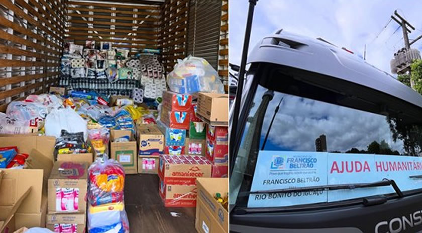 Município envia 35 toneladas de doações para Rio Bonito do Iguaçu