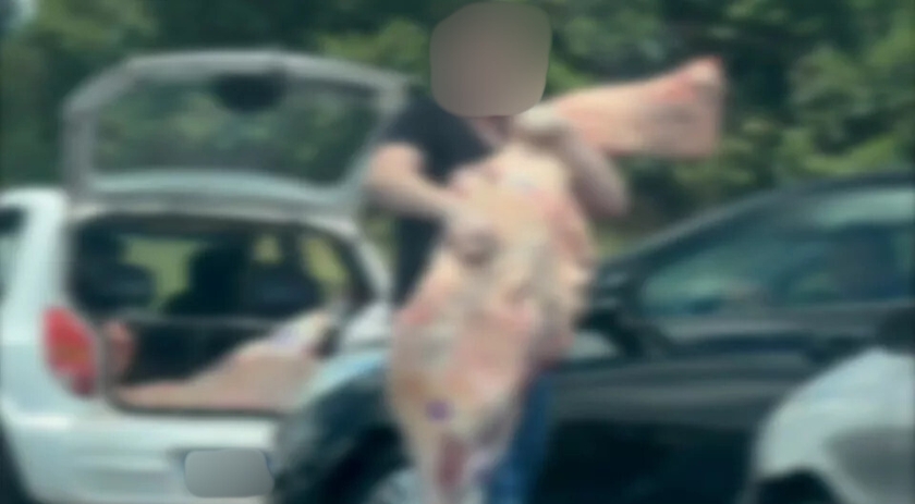 Polícia identificou 11 placas e cinco pessoas envolvidas no saque de carne