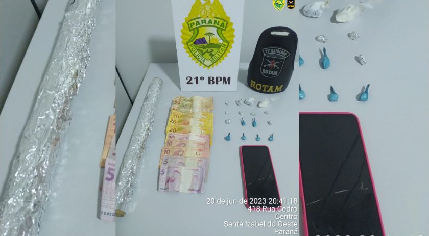 Polícia Militar apreende maconha, crack e cocaína durante abordagem