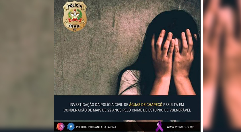 Homem é condenado a mais de 22 anos de prisão por estupro de vulnerável