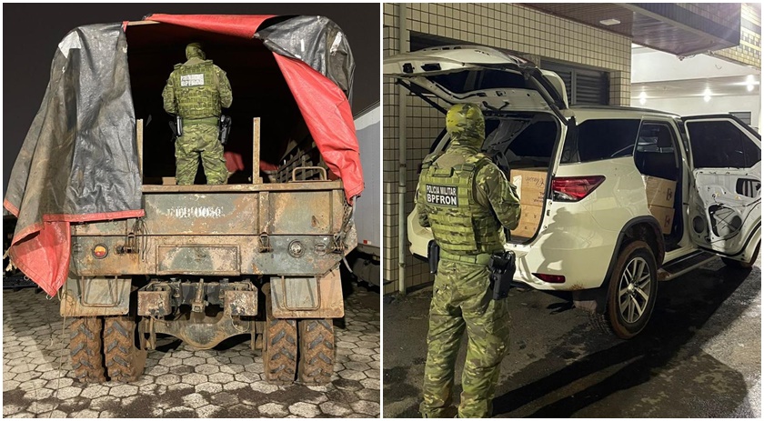Polícia Militar apreende grande quantidade de cigarros e recupera veículo furtado em Barracão