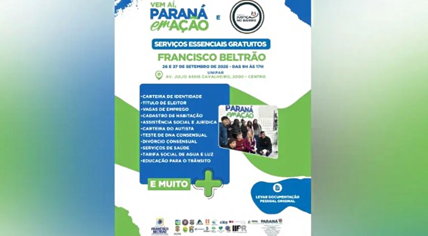 Município  recebe o Paraná em Ação de quinta a sábado; confira os serviços ofertados