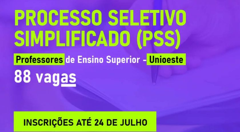 Unioeste abre inscrições para contratar professores para cadastro de reserva
