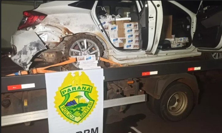 Carro é apreendido com cigarros após perseguição de 20 km na BR 163