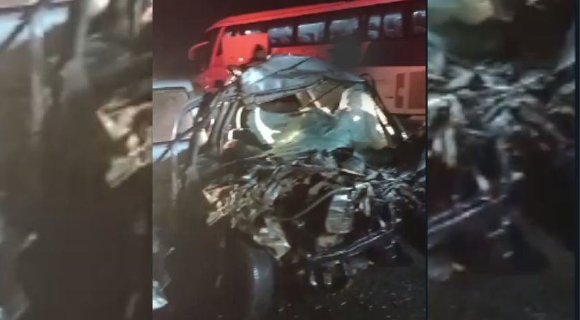 Batida frontal entre carro e ônibus deixa dois mortos