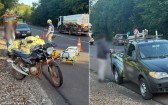 Escada cai de picape e deixa motociclista ferido na PR-180