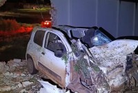 Motorista de carro morre após atropelar cavalo que invadiu rodovia e atravessar muro de subestação de energia, no Paraná