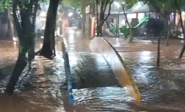 Chuva intensa provoca alagamentos na Expobel e exige mobilização da organização