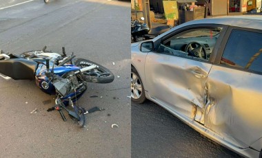 Colisão entre moto e carro deixa motociclista em estado grave