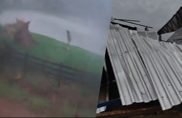 Forte temporal provoca estragos e derruba estrutura de galpão em Dionísio Cerqueira