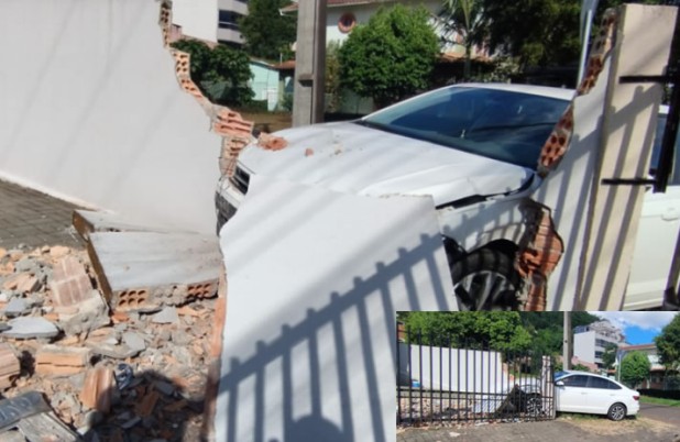 Após colisão entre carros, Virtus atinge muro de residência e criança fica ferida