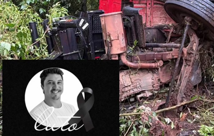 Motorista morre após caminhão Munck sair da pista e bater contra árvores na PR-182