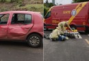 Motociclista fica ferido em acidente no cruzamento de ruas