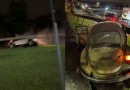 Fusca pega fogo na rodovia PR-483