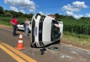 Mulher fica ferida em colisão entre caminhonete e automóvel na PR-475