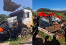 Resgate de vítimas de acidente na BR-163 mobiliza escavadeira e caminhão-guincho em Santa Catarina