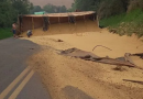 PR 280 em Renascença está completamente interditada após caminhão tombar