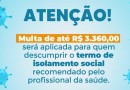 Multa para quem descumprir o isolamento social pode ultrapassar R$3 mil