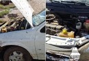 Carro sai da pista e capota na PR-180