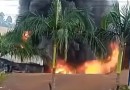 Incêndio de grandes proporções atinge fábrica de tintas no interior