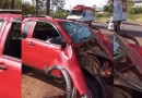 Condutor se fere após colidir veículo em árvore