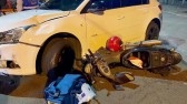 Homem fica ferido após colisão entre carro e moto no bairro Cristo Rei