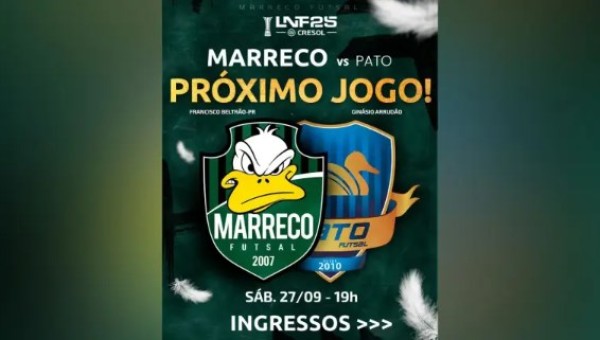 Marreco e Pato se enfrentam no próximo sábado no Clássico das Penas pela LNF 2025