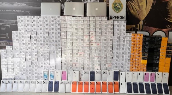 BPFRON apreende carga milionária de eletrônicos estrangeiros sem nota fiscal 