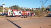 Caminhão tomba na BR 280, em Marmeleiro