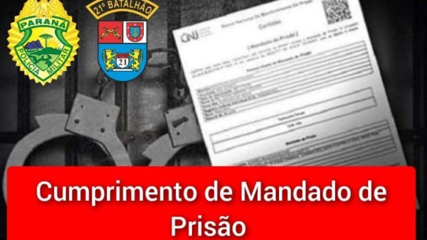 Cumprimento de mandado de prisão contra homem