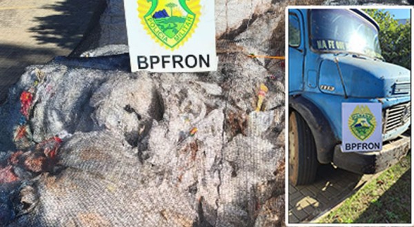 BPFRON apreende caminhão carregado com recicláveis irregulares vindos da Argentina