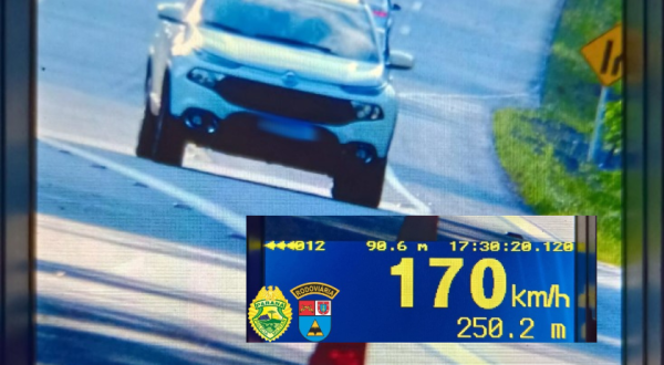 Veículo é flagrado a 170 km/h na PRC-280 entre Mariópolis e Pato Branco