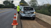 Colisão entre carro e caminhão deixa mulher ferida em Francisco Beltrão