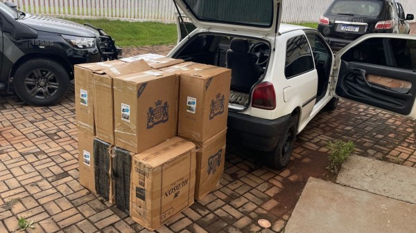 BPFRON apreende veículo carregado com cigarros oriundos do Paraguai