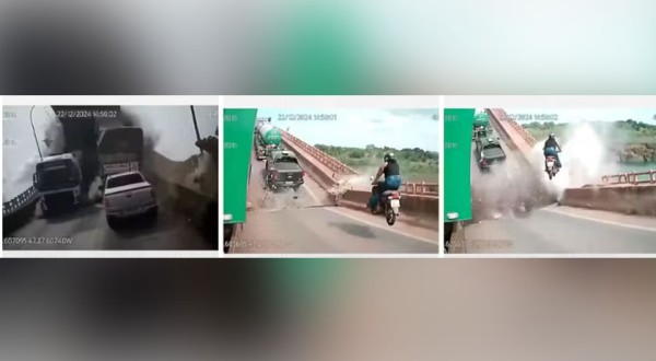 Novas imagens mostram momento em que caminhões e moto são arremessados em desabamento de ponte entre TO e MA