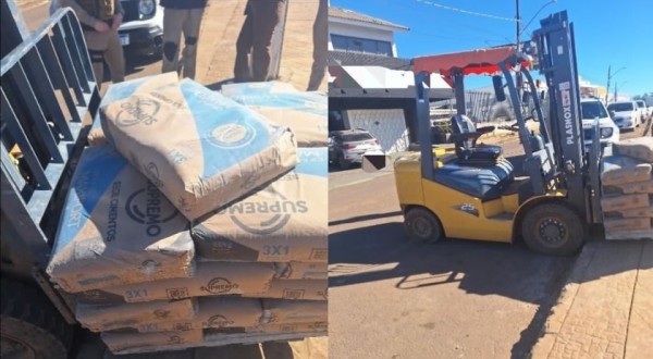 Polícia Militar apreende carga de cimento em ocorrência de descaminho