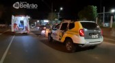 Jovem sofre queda de moto ao desviar de cachorro na Rua União da Vitória
