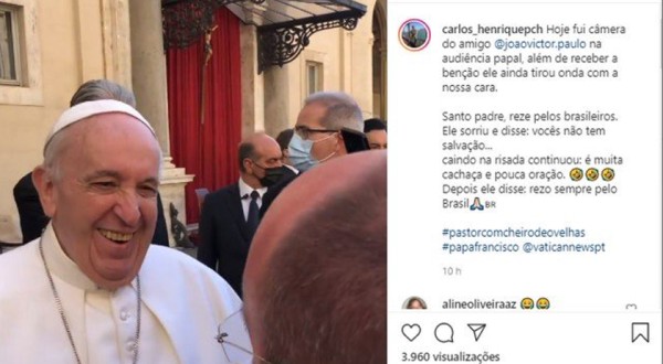 Papa brinca com padres: 'O Brasil não tem salvação, é muita cachaça e pouca oração'