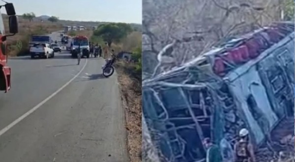 Ônibus com 60 passageiros capota em rodovia de Alagoas e deixa 15 mortos