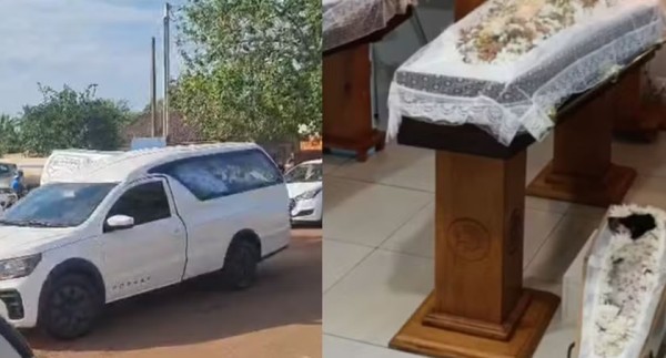 Pai, filhas e cachorrinha velados lado a lado são sepultados após cortejo em MS
