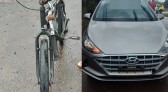 Dois adolescentes e uma criança  ficam feridos após acidente entre bicicleta e carro