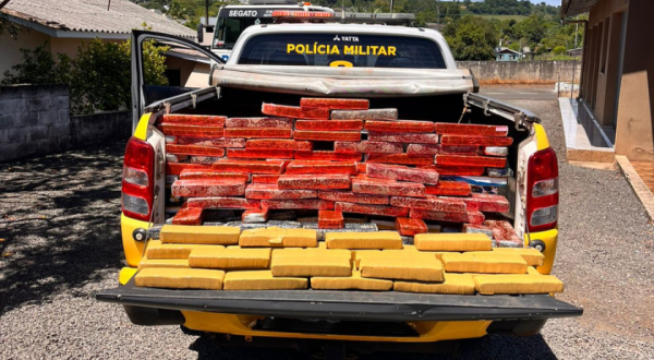 PM apreende 120 quilos de maconha após fuga em blitz na região da Usina Salto Caxias