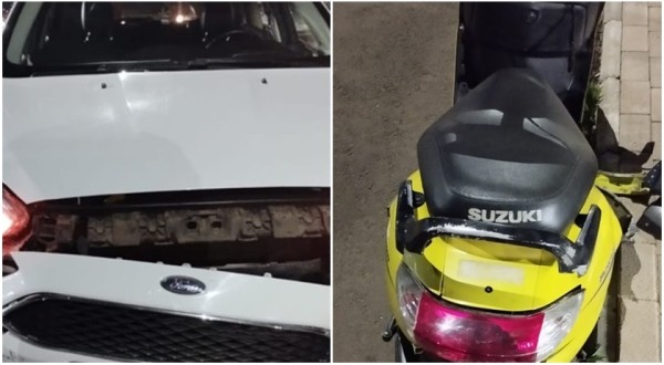 Colisão entre carro e moto deixa jovem ferida