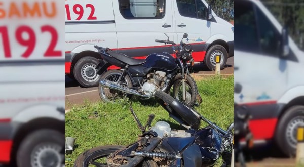 Duas pessoas ficam feridas em acidente com motocicletas