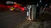 Jeep acaba tombando após acidente no bairro São Cristóvão