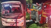 Caminhão dos bombeiros é atingido por ônibus a caminho de incêndio