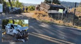 Carro fica destruído após colisão com caminhão na PR-281
