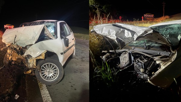 Veículos colidem frontalmente na BR-163